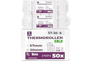 ‎LYNNE PAYMENT SOLUTIONS Ec-Cash Thermorollen 57mm x 9m x 12mm - Kassenrollen - Thermopapier - Bonrollen für Bankomat - Kredit-Kartenlesegeräte (57x30x12) - mit SEPA-Lastschrifttext (50 Rollen)