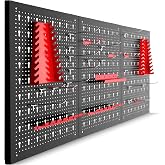 tectake&reg; Wall Tool Organizer, Perforated Panel, Workshop Shelf with Hooks | 25 Piece Set with Hooks and Brackets, Perforated