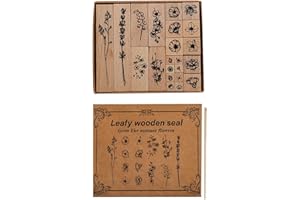 KYAOAYO Lot de 22 tampons en bois vintage en caoutchouc - Pour plantes et fleurs - Pour scrapbooking, papeterie, bricolage, artisanat standard (B)