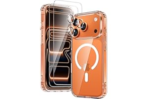 COPIKE Funda Magnética para iPhone 17 Pro MAX con 2 Cristal Templado y 2 Protector Cámara, Compatible con MagSafe, Carcasa Antigolpes Anti-Amarillo Tapa Trasera Resistente Arañazos, Transparent