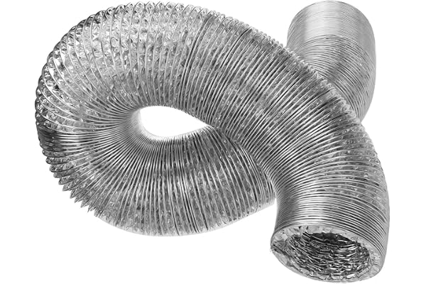 Inscrip 5 m ventilationskanalrör, Ø 65 mm aluminiumfolieslang, 5 meter aluminiumrör, slang, flexslang för frånluftsfläkt, bad