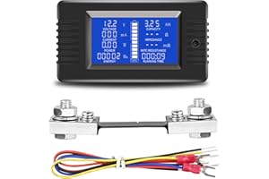CECOMBINE DC Batterie Meter, 0-200V LCD Anzeige DC Multifunktions Batteriemonitor Messgerät Voltmeter Amperemeter Entladungsstroms, Entladungskapazität with 100A shunt für Autos RV Solar System