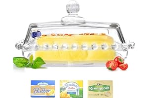 LIBRNTY Beurrier en verre, Boîte hygiénique pour 250 g de beurre, Fabriquée avec des matériaux durables -100% sans BPA