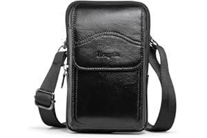 Hengwin Męska Mała Torba na Telefon, Saszetka na Ramię, Torebka z Klipsem na Pasek, Prawdziwa Skórzana Torba Kurierska, Torba ze Sprzęgłem na Smartfona do Pracy, Podróżna Portmonetka na Pieniądze