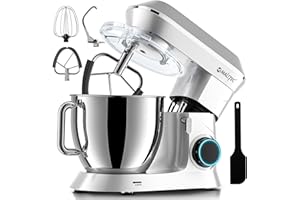 MalTec Planet robot kuchenny, MaltecChef 2200 W, maszyna do ugniatania, mieszadło, hak do zagniatania, trzepaczka, ochrona przed pryskaniem, 6 prędkości i 4 funkcje, robot kuchenny, czarny, 6 l