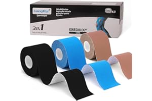 LiangMai Kinesiotapes - 3 Rollen 5cm x 5m Kinesiologie Tape Schwarz+Blau+Beige Kinesiotape, wasserfestes & elastisches Physio Tape & Sporttape - hautfreundliche Tapes für Knie Schulter Ellenbogen