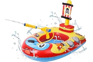 olyee Aufblasbares Piratenboot, Aufblasbares Schwimmbecken für Babys mit Wasserpistole, Lustiges Schwimmspielzeug für Kinder im Alter von 2–10 Jahren(Piratenboot)