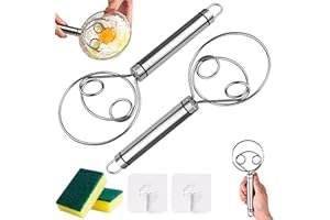 NNBWLMAEE Stainless Steel Magic Dough Whisk, 2024 New Bread Dough Whisk, Food Grade Stainless Steel Ring Bread Dough Mixer for Dough Bread Cake Pizza and Biscuits (2Pcs)
