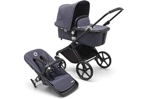 Bugaboo Fox Cub Kinderwagen für jedes Gelände, leichter und stabiler Kinderwagen, strapazierfähiges Design und extragroßes Sonnendach, einteilig und selbststehend faltbar, Stormy Blue