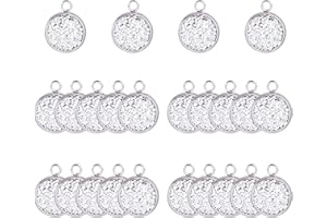 PH PANDAHALL PandaHall Elite 30 Sets 12mm 304 Bandejas colgantes de círculo de acero inoxidable Encantos del conector Cabujones de resina de 12mm para la fabricación de joyas DIY