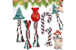 Kleemeiero 5 Pezzi Giocattoli Natalizi per Cani Giocattolo da Masticare Cani Natale Giocattolo di Corda Cani Natale Giochi Interattivi per Cani per La Pulizia dei Denti e Digrignare Denti Cane