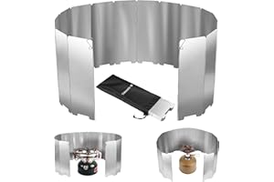 Navaris Foldable Camping Cooking Windshield 16pcs - Portable Camp Gas Stove Kitchen Windbreak - Wind Shield Gadgets - Aluminium Windscreen Guards for Outdoors Picnics & Backpacking