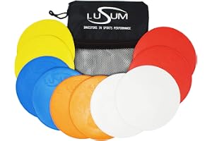 Lusum 10-pack stora fullstora flexibla halkfria professionella platta runda sportmarkörer i gummi