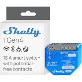 Shelly 1 Gen4 &ndash; WLAN akıllı r&ouml;le şalteri, potansiyelsiz kontak, 1 kanal, 16 A, ışık şalteri, garaj kapısı a&ccedil;ıcı, akıllı ev, z