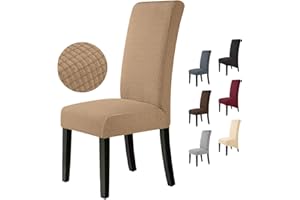 BALLADHOME Pokrowce Na Krzesła 6 Sztuki Pokrowców Na Krzesła Do Jadalni Średni Rozmiar Rozciągliwy Pokrowiec Na Krzesło Uniwersalne i Zmywalne Do Domu Jadalni Hotelu Wystrój Domu (6 Sztuki, Wielbłąd)-M