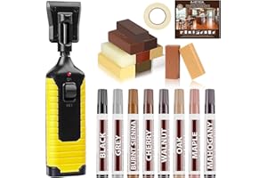 A-HEYIDA Kit de réparation pour stratifié - Kit de réparation pour parquet avec 11 couleurs de cire dure, solution simple pour réparer les rayures, les trous, l'usure sur le bois, kit de réparation en vinyle