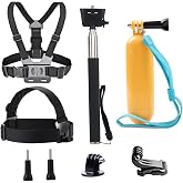 TEKCAM Aksiyon kamerası aksesuar seti, g&ouml;ğ&uuml;s kemeri tutucu, baş kemeri, selfie &ccedil;ubuğu, monopod y&uuml;zen sap, GoPro Hero 13 12 11