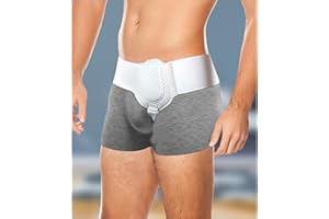 Nogsay Cintura erniaria inguinale per uomini e donne, cintura flessibile per ernia inguinale, ernia inguinale regolabile, per inguine e ernie inguinali, sollievo dal dolore (bianco)