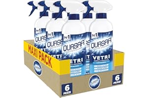QUASAR PULITO STELLARE Quasar - Vetri - Formula Originale, con Alcool, Senza Aloni, Asciuga Rapido e Igienizza - 6 Flaconi da 750 ml