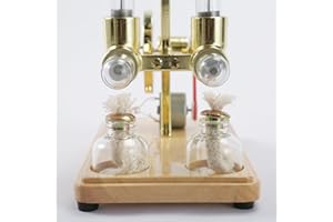 ZJchao Moteur Stirling, Kit de Moteur Stirling à Double Cylindre équilibré avec Plaque de Base en Chêne et Artisanat Goutte à Goutte pour Les Expositions éducatives et Le Divertissement