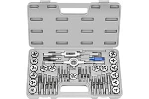 HATANSE 40 Piezas Juego de Machos y Terrajas M3-M12 Terrajas y Machos de Roscar Métricos Juego de Herramientas para Roscar con Llaves para Cortar Roscas Acero para cojinetes