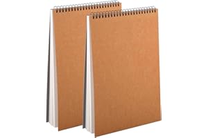 Aunphuw Zeichenblock A4 Skizzenbuch 2 Stück, 120gsm Blanko Skizzenblock Spiralgebundenes Zeichenblock mit Strapazierfähiger Hartfaserplatte Säurefreies für Kinder Erwachsen, 60 Seiten