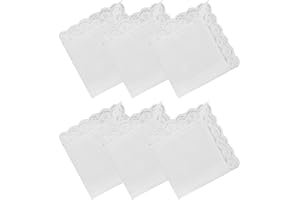 HXMJIED 6-Piece Ladies Cotton Handkerchiefs - Soft, Washable Lace Handkerchiefs for Weddings