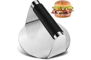 FCHERP Burgerpresse, 5,5 Zoll Burger Smasher, Runden Edelstahl Smash Burger Press, Professionelles Burgerpresse Grillzubehör mit Silikongriff, für Flat Top Grillen, Steak, Hamburgerpresse