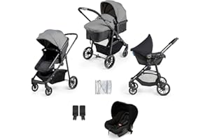 Ickle Bubba Star 3-in-1 Travel System with Astral Group 0+ Car Seat – Convertible Pram & Pushchair, Suitable from Birth to 15kg (Approx. 3 Years*), Spacious Basket & All-Terrain Wheels (Space Grey)
