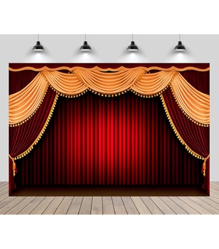 Aoihrraan 2.2x1.5m Red Stage Background Bright Interlaced Spotlights Shiny Stage Photography Background Talent Performance Show Award Ceremony Festival Celebration Decoration Banner Photo Studio