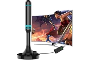 SZKALAK TV Aerial Indoor - Digital TV Ariels with Booster, Strong Magnetic Base Freeview Aerial for Easy Installation, Smart TV Aerial Indoor Support Freeview Aerial/4K/1080P All TV - 16.4FT Coax Cable (Blue)