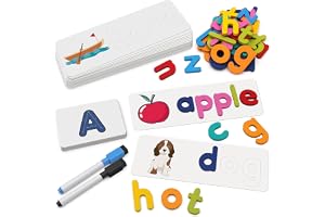Coogam See Stavning Inlärningsleksak, Matchande Flash-kort Bokstäver Träfärg ABC Alfabetspel Montessori Förskola Tidig lärande Utbildningsgåva för åriga barn (108ST)