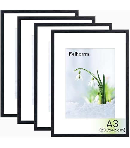 2er Set Bilderrahmen A3 (29,7x42 Cm) Weiß – Mit Acrylglas & Passepartout Für A4, MDF-Holz