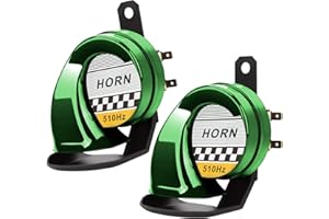 BSEICAL 2 Stück Air Hupe 12v 300DB, Auto Signalhorn Extrem Laut, Autohupe Fanfare Druckluft, Schneckenlufthorn für Lkw Motorrad, Horns für Trucks Roller Boot Motorcycle Electric Car Hupe (Grün)