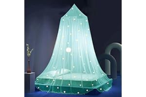 Eimilaly Sterne Betthimmel leuchtet im Dunkeln, Betthimmel für Mädchen Moskitonetz, Prinzessin Baldachin für Mädchen Bett Zimmer Dekoration, Green