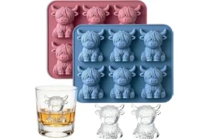 2 stycken 3D Highland Cow isbitsform silikon