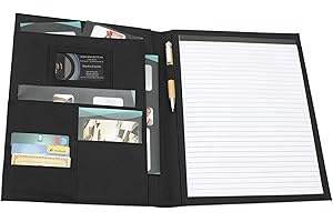 PROJECTS Pochette documents Din A4 fine 'Brighton' microfibre noir - Pochette documents avec 8 compartiments y compris bloc-notes - Pochette classeur pour bureau voyage conférence business