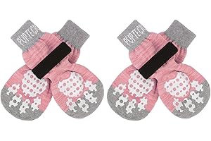 PUPTECK Double Side Anti-Slip Dog Socks Paws with Grips - 2 Pairs Shoes for Hardwood Floor Walking Boots Paw Protectors Gripper Socks for Hot Weather