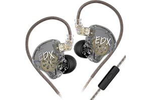 EZ EAR Auricolare HiFi KZ EDX Lite, unità driver dinamica super lineare IEM In Ear Monitor con cavo staccabile OFC Microfono ad alta definizione per Pop, ACG, Live (Grigio, con microfono)