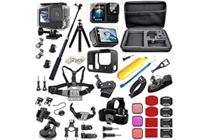 BMUUPY Verbessert Zubehör Set Bundle für GoPro Hero 13 Black Kit, Wasserdicht Schutzhülle Wasserdicht Gehäuse Schnorcheln Zubehör Fahrradhalterung Selfie-Stange Kopfgurt für GoPro Hero13 Go pro13 Schwarz