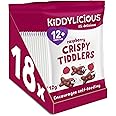 Kiddylicious Raspberry Crispy Tiddlers - Delicious Real Fruit Treat for Kids - Suitable for 12+ Months - 18 Packs