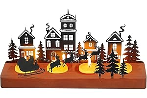 GUCASS Świecznik adwentowy, wieniec adwentowy, świecznik na świeczki bożonarodzeniowe, metalowa taca na świece, z drewnianymi uchwytami, dekoracja adwentowa, dekoracja świąteczna, 28 x 12,5 x 8 cm