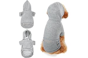 Moorle Hunde Hoodie, Pullover für kleine Hunde, Hunde Kapuzenpullis Kleine, Winter Warm Hundepulli Mantel Grau für Kleine Hunde und Katzen Pet Kleine Hunde Hunde-Kapuzenpullover Gr. L