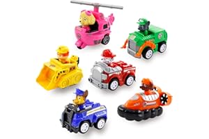 ZORTORZ Zurückziehen Auto,Stunt Spielzeugauto,Geschenkset mit sechs Fahrzeugen,Polizeiwagen,Feuerwehrwagen,Recyclingtruck,Bulldozer,Helikopter,Luftkissenboot,Fahrzeug mit Rückzugs- und Wheelie-Funktion