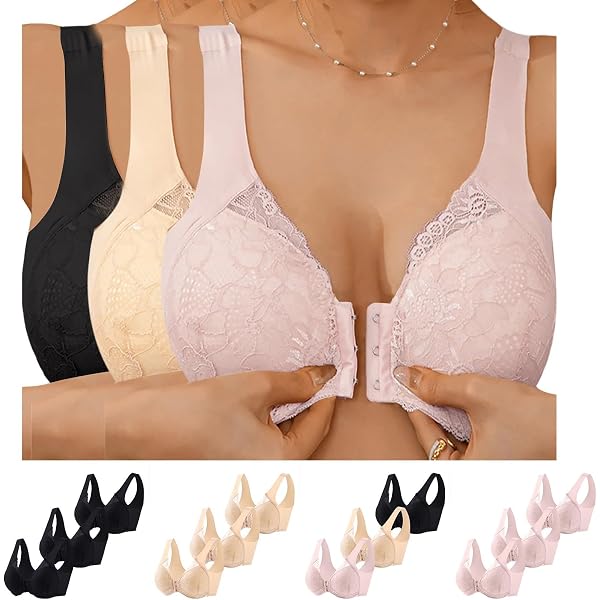 2PCS Soutien Gorge Ouvert Devant sans Armature ,Soutiens-Gorge de Sport Femme Sports Bra Lace Quotidien pour Yoga Sport Noir Noir - Sport