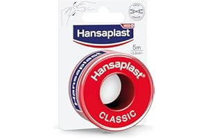Hansaplast Esparadrapo Classic, fuerte adhesión, se rasga con la mano, para fijar vendajes y apósitos para heridas, 5 m x 2,5 cm