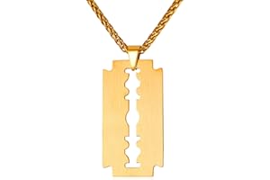 U7 Collar Hombres Razor Blade de Acero Inoxidable de Cadena Razor Blade Colgante Cuchillo Dog Tag Ejército Militar Colgante Collar Hip Hop Personalizada Bisutería para Hombres Mujeres
