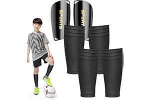 PYROCLASIA Espinilleras de fútbol con Mangas Antideslizantes para niños, Adolescentes y Adultos