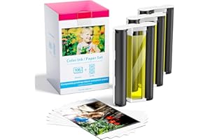 FIMAX TECH Papier Photo 10x15 Rechange Canon Selphy cp1500 CP1300 CP1200 CP910 CP1000, Format 6 x 4 pouces KP-108IN 3115B001(AA) cartouches d'encre 3 couleurs/108 feuilles/papier d'imprimante 100 x 148 mm