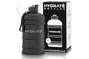 HYDRATE XL Bouteille d'eau 2,2 L - Bouteille de Gym Avec Sangles de Transport - Gourde Fitness - Sans BPA, Pop-up Bouchon - pour le Sport, le Yoga et les Activités de Plein Air (Matte Black)